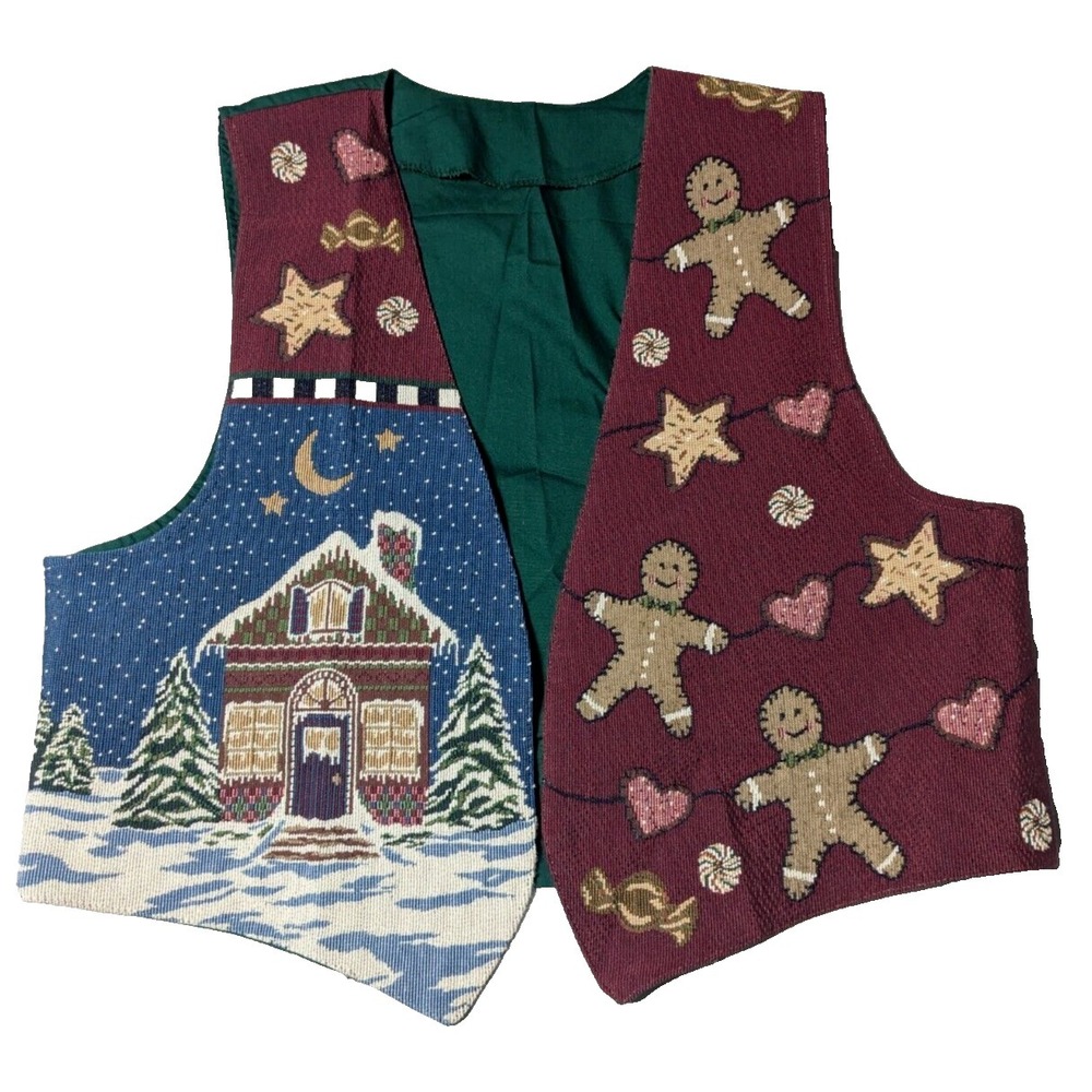 GINGERBREAD HOUSE GINGERBREAD MAN Tapestry Women L/XL? Christmas Holiday Vest